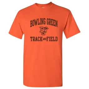 Bowling Green State University Falcons Arch Logo Track & Field Basic Cotton Short Sleeve T Shirt - Orange