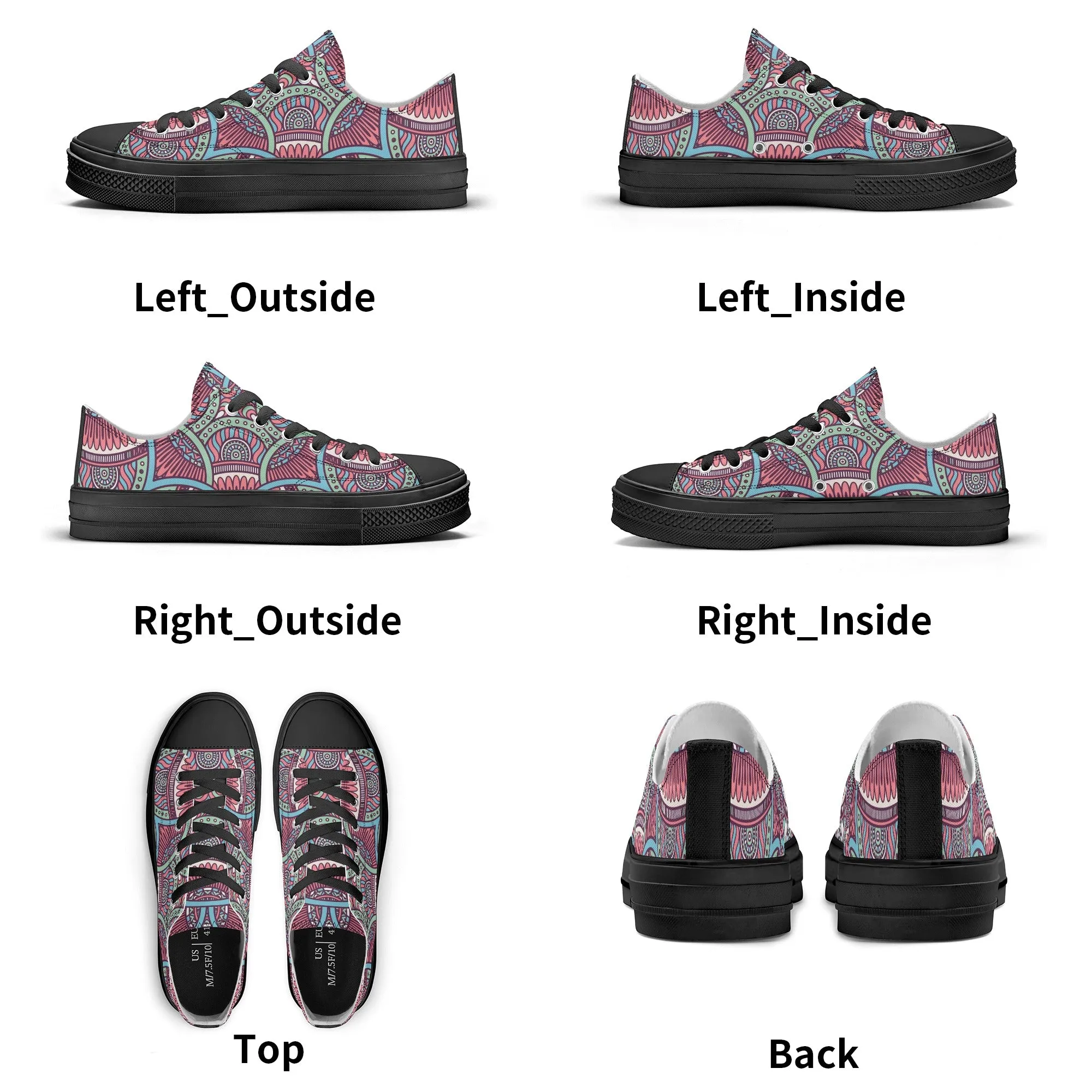 Mandala Pattern - Womens Classic Low Top Canvas Shoes for Footwear Lovers