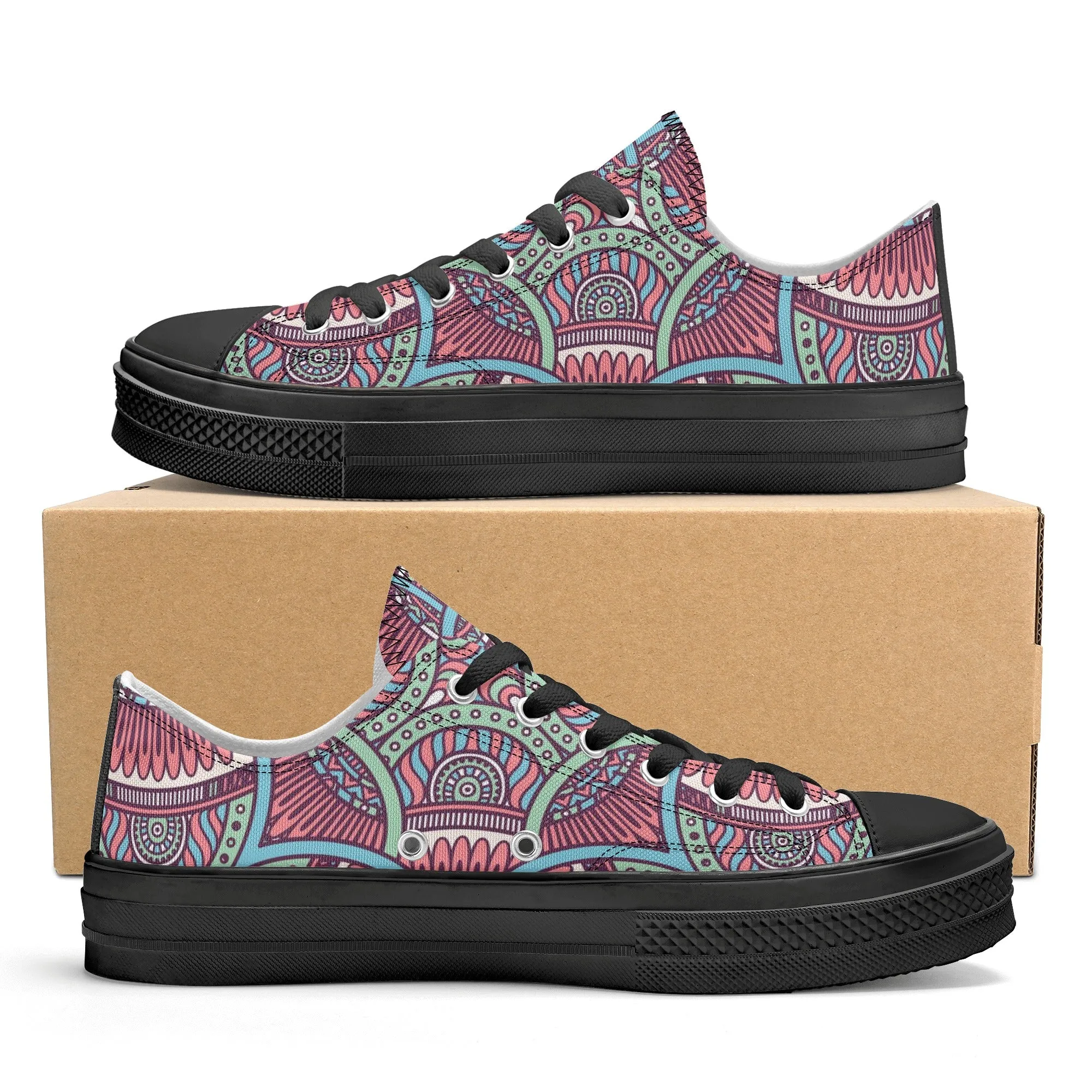 Mandala Pattern - Womens Classic Low Top Canvas Shoes for Footwear Lovers