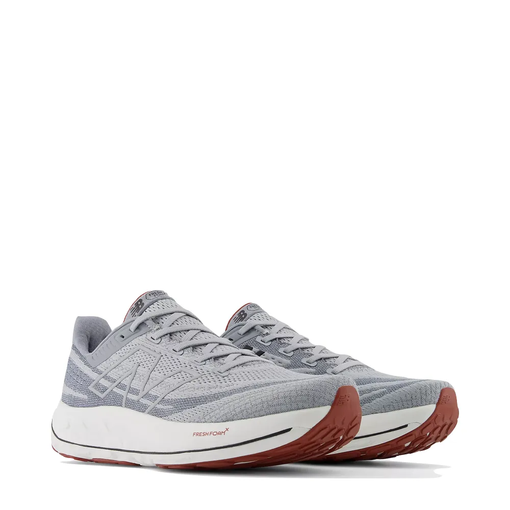 New Balance Men's Fresh Foam X Vongo v6 in Aluminum Grey with Brick Red